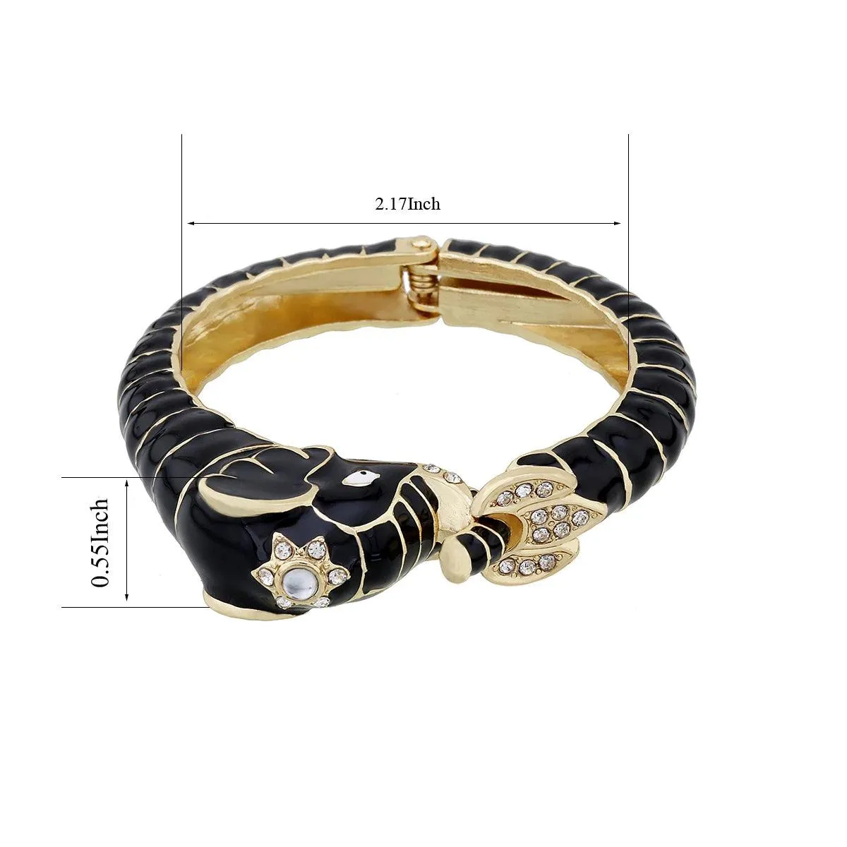 New Animal Style Elephant Inlaid Rhinestone 8 Colors Enamel Statement Bangle Bracelets for Women - Party Jewellery