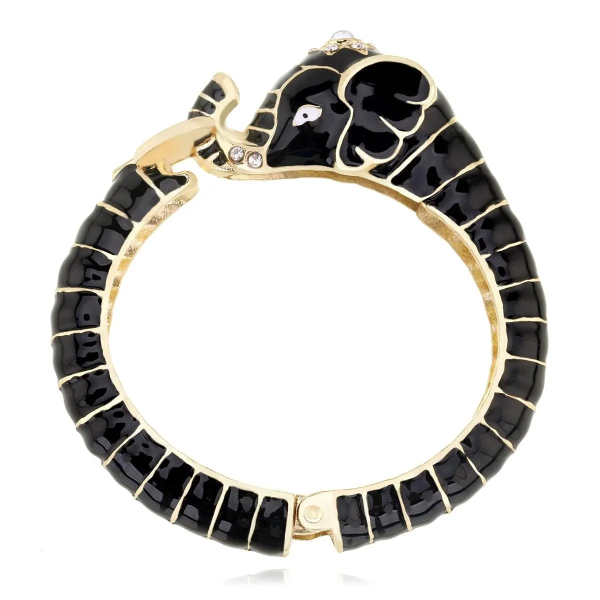 New Animal Style Elephant Inlaid Rhinestone 8 Colors Enamel Statement Bangle Bracelets for Women - Party Jewellery