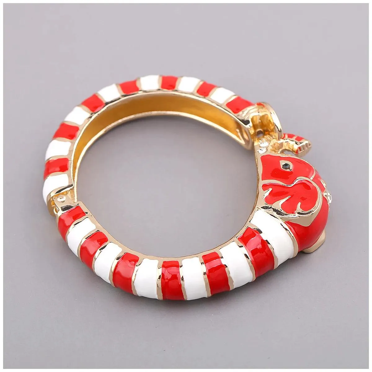 New Animal Style Elephant Inlaid Rhinestone 8 Colors Enamel Statement Bangle Bracelets for Women - Party Jewellery