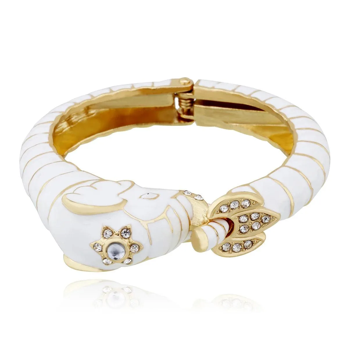New Animal Style Elephant Inlaid Rhinestone 8 Colors Enamel Statement Bangle Bracelets for Women - Party Jewellery