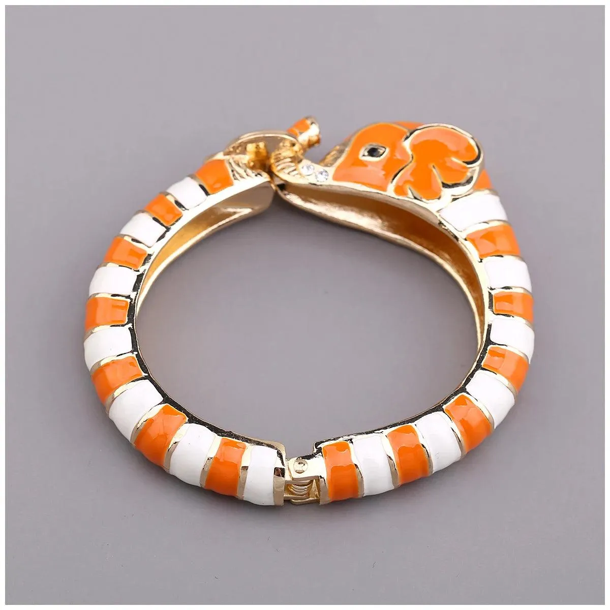 New Animal Style Elephant Inlaid Rhinestone 8 Colors Enamel Statement Bangle Bracelets for Women - Party Jewellery