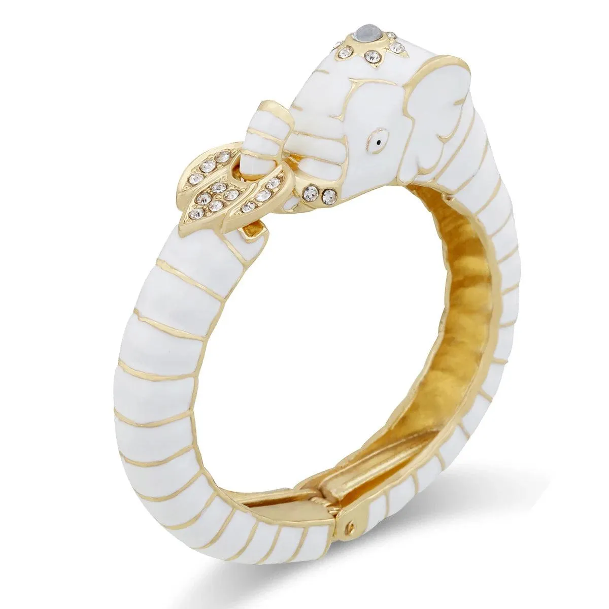 New Animal Style Elephant Inlaid Rhinestone 8 Colors Enamel Statement Bangle Bracelets for Women - Party Jewellery