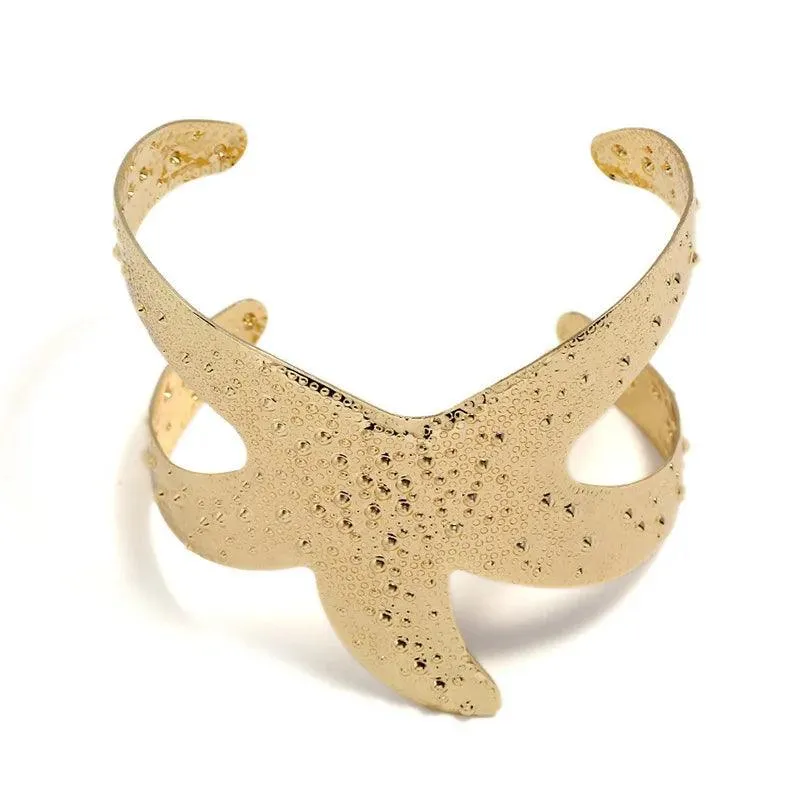 New Arrival Personalized Punk Alloy Exaggerated Starfish Open Wide Bangle - Fashion Jewellery
