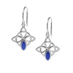 NEW: Marquise Lapis Celtic Earrings, Lapis Lazuli and Sterling Silver