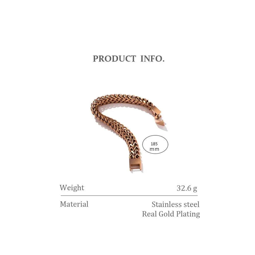 New Stainless Steel Cuban Link Chain Unisex Bracelet Bangle - 18K Plated Gold Heavy Metal Fashion Jewellery