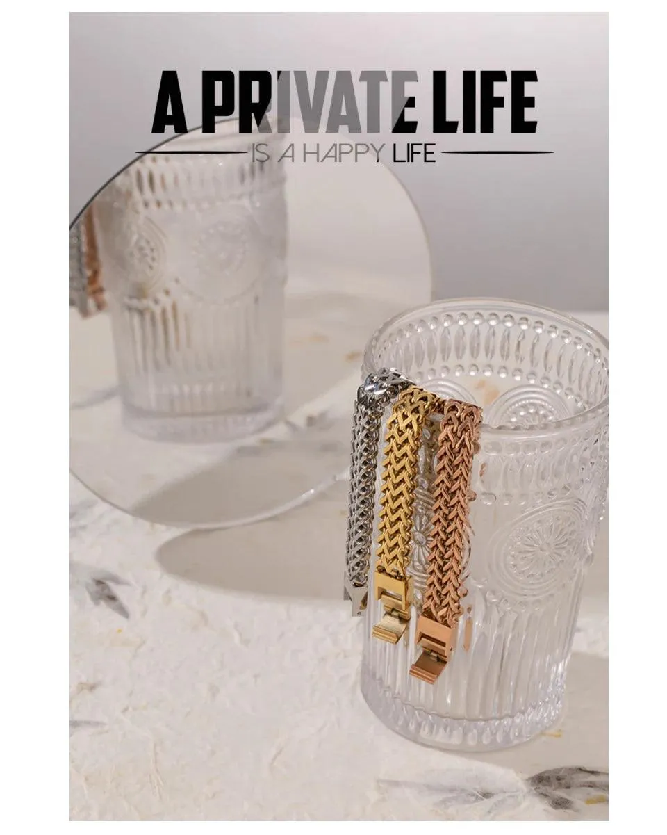 New Stainless Steel Cuban Link Chain Unisex Bracelet Bangle - 18K Plated Gold Heavy Metal Fashion Jewellery
