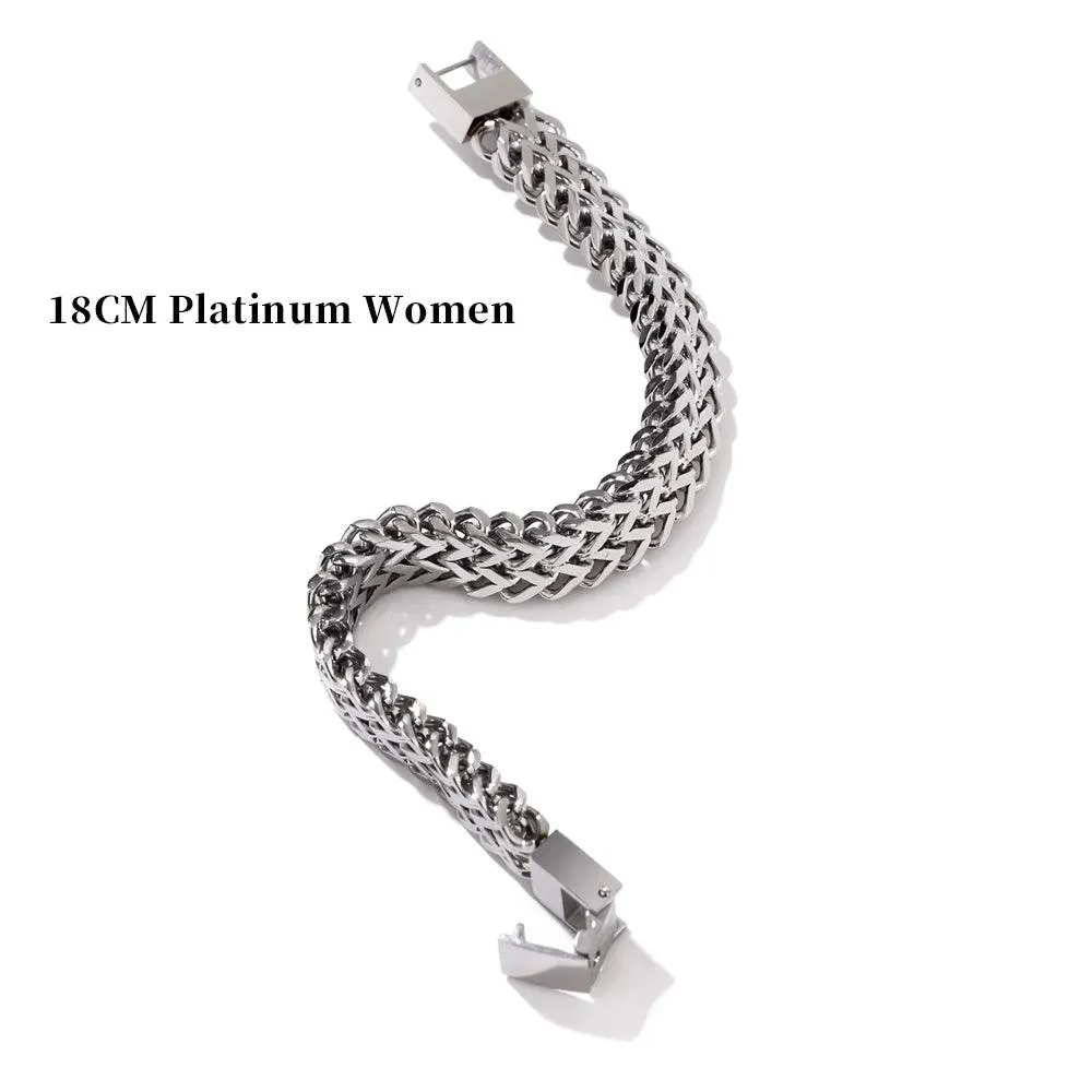 New Stainless Steel Cuban Link Chain Unisex Bracelet Bangle - 18K Plated Gold Heavy Metal Fashion Jewellery