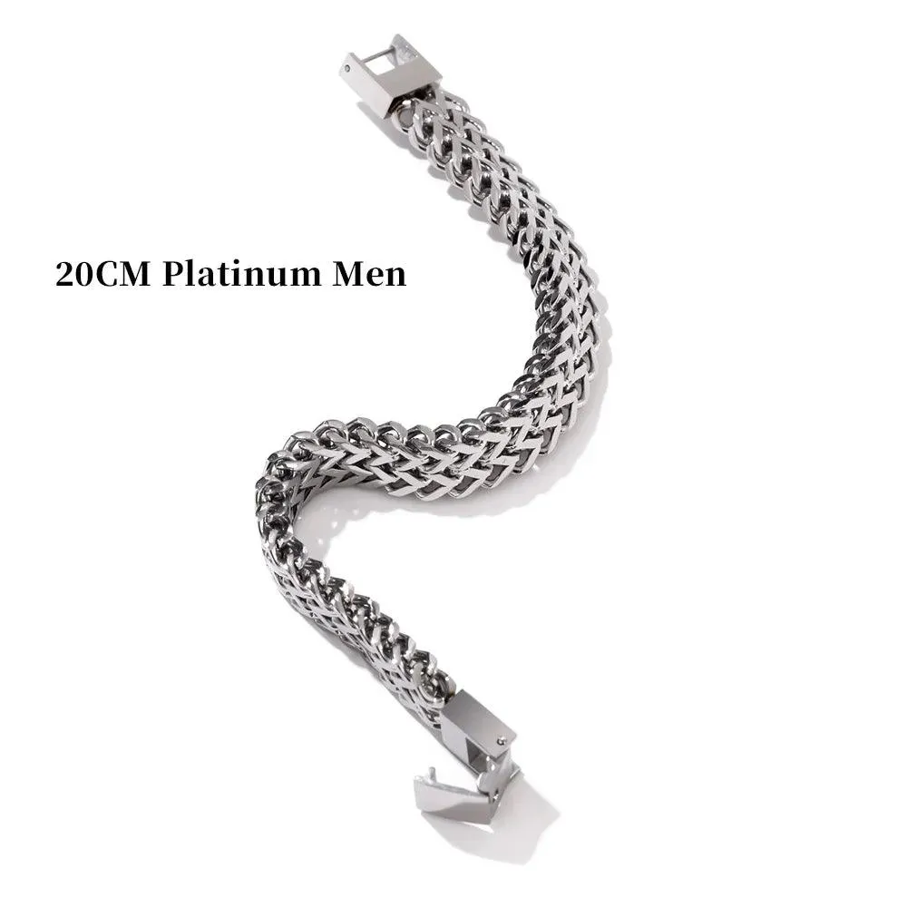 New Stainless Steel Cuban Link Chain Unisex Bracelet Bangle - 18K Plated Gold Heavy Metal Fashion Jewellery