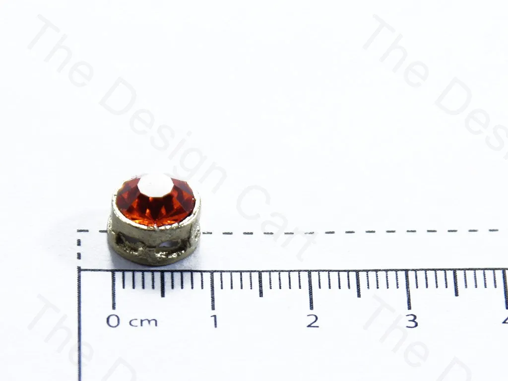 Orange Circular Golden Kundan Stones