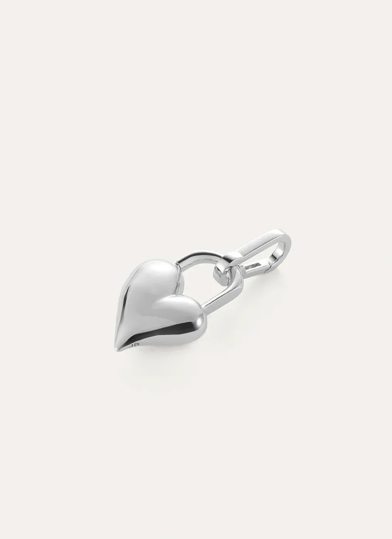 Padlock Heart Charm Silver