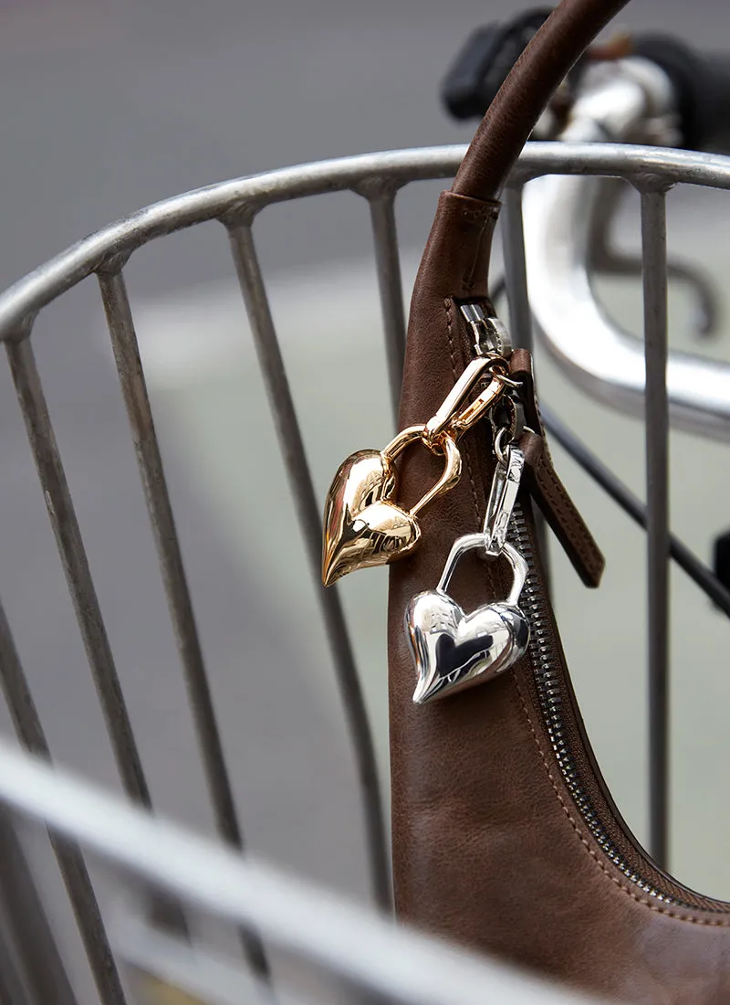 Padlock Heart Charm Silver