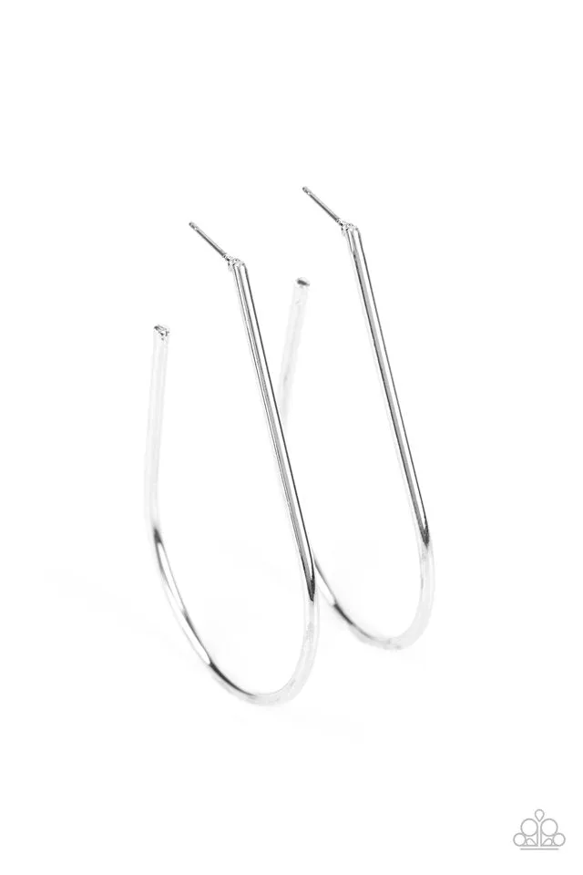 Paparazzi Earring ~ City Curves - Silver