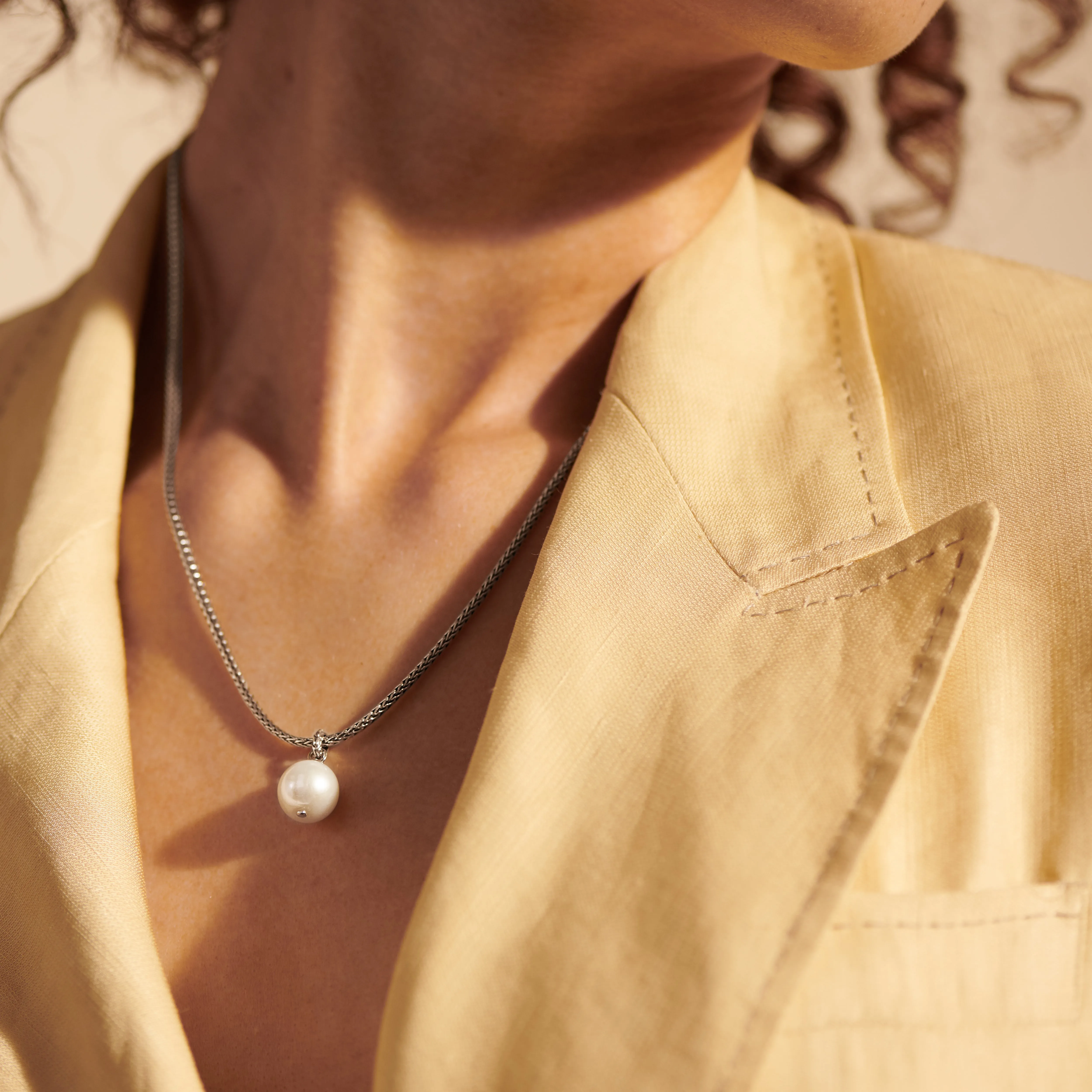 Pearl Pendant Necklace, Sterling Silver|NB900001
