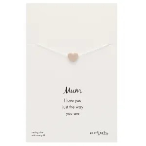 Petals Australia Sterling Silver/Rose Gold Matte Heart Mum Necklace