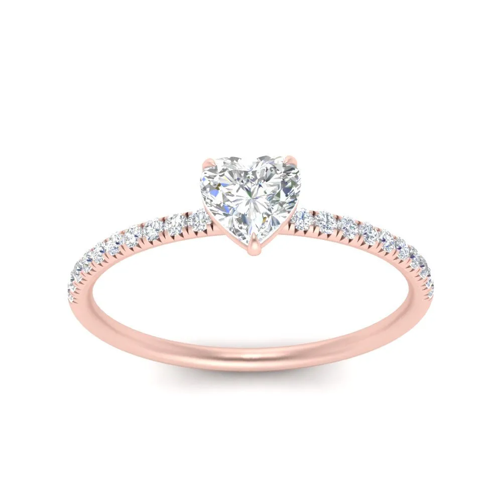 Petite Pave Engagement Ring Lab Grown 0.50 To 5 Carat IGI Certified 14K Gold