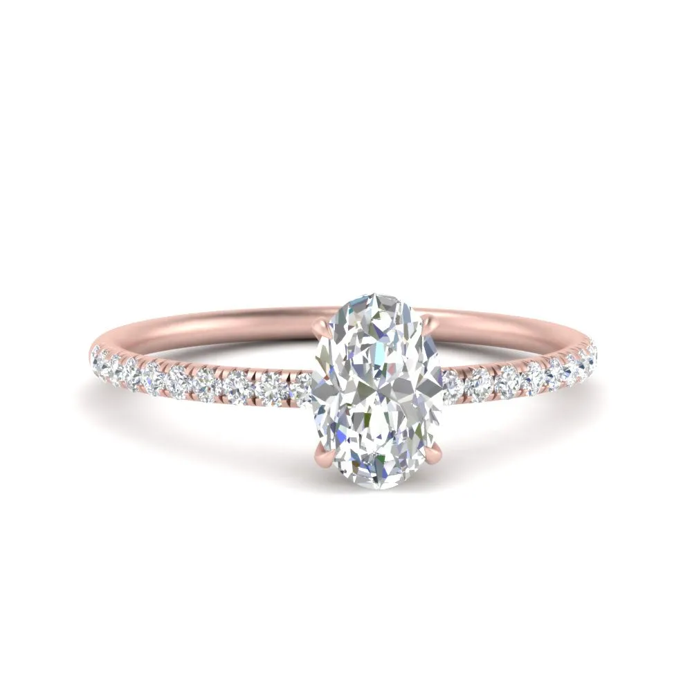 Petite Pave Engagement Ring Lab Grown 0.50 To 5 Carat IGI Certified 14K Gold