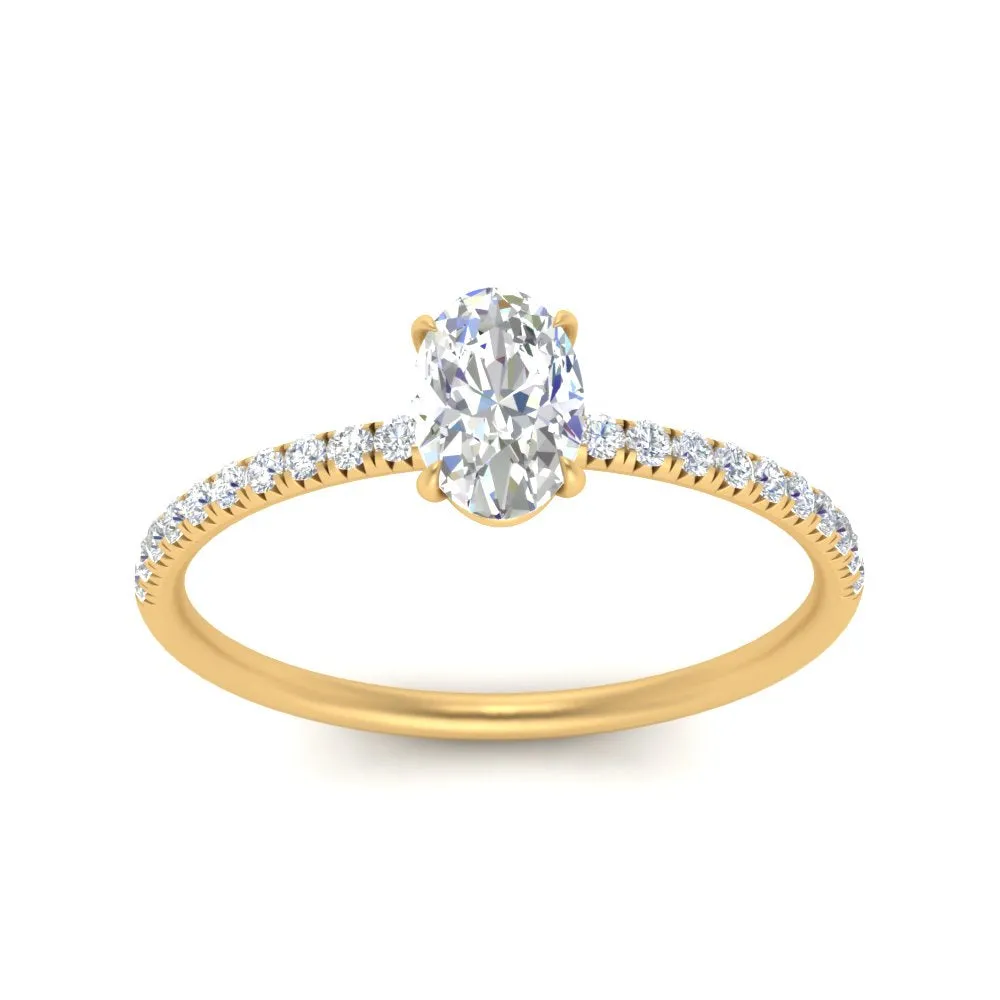 Petite Pave Engagement Ring Lab Grown 0.50 To 5 Carat IGI Certified 14K Gold