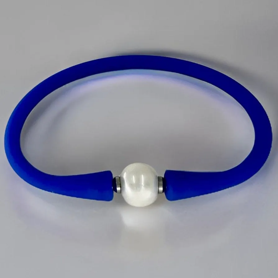 Pink Purple Blue Stretchy Silicone Pearl Bracelets