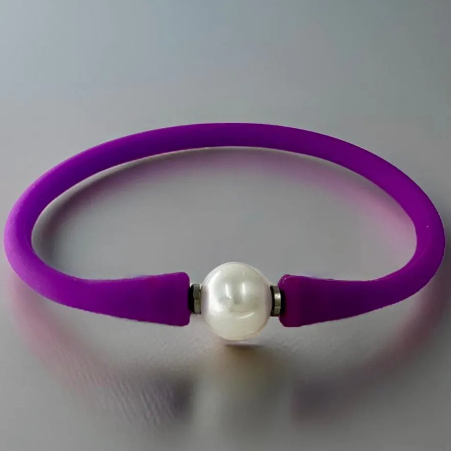 Pink Purple Blue Stretchy Silicone Pearl Bracelets