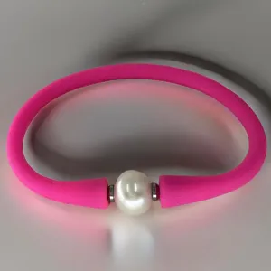 Pink Purple Blue Stretchy Silicone Pearl Bracelets