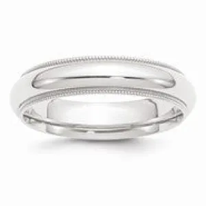 Platinum 5mm Comfort-Fit Milgrain Wedding Band Ring