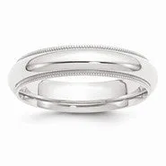 Platinum 5mm Comfort-Fit Milgrain Wedding Band Ring