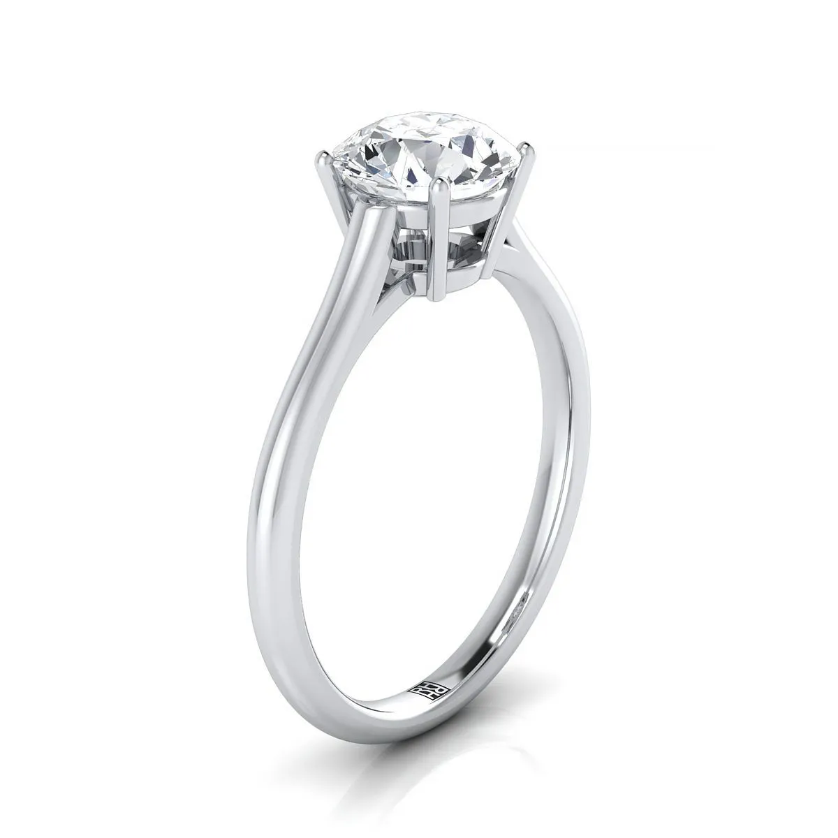 Platinum Round Brilliant Morganite Cathedral Style Comfort Fit Solitaire Engagement Ring
