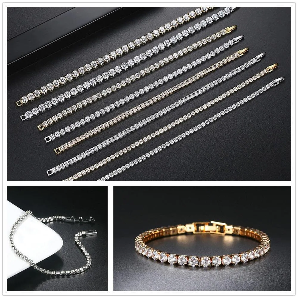 POPULAR -  Trendy AAA  Cubic Zirconia Silver Color Women's Tennis Bracelet - Hand Made jewellery