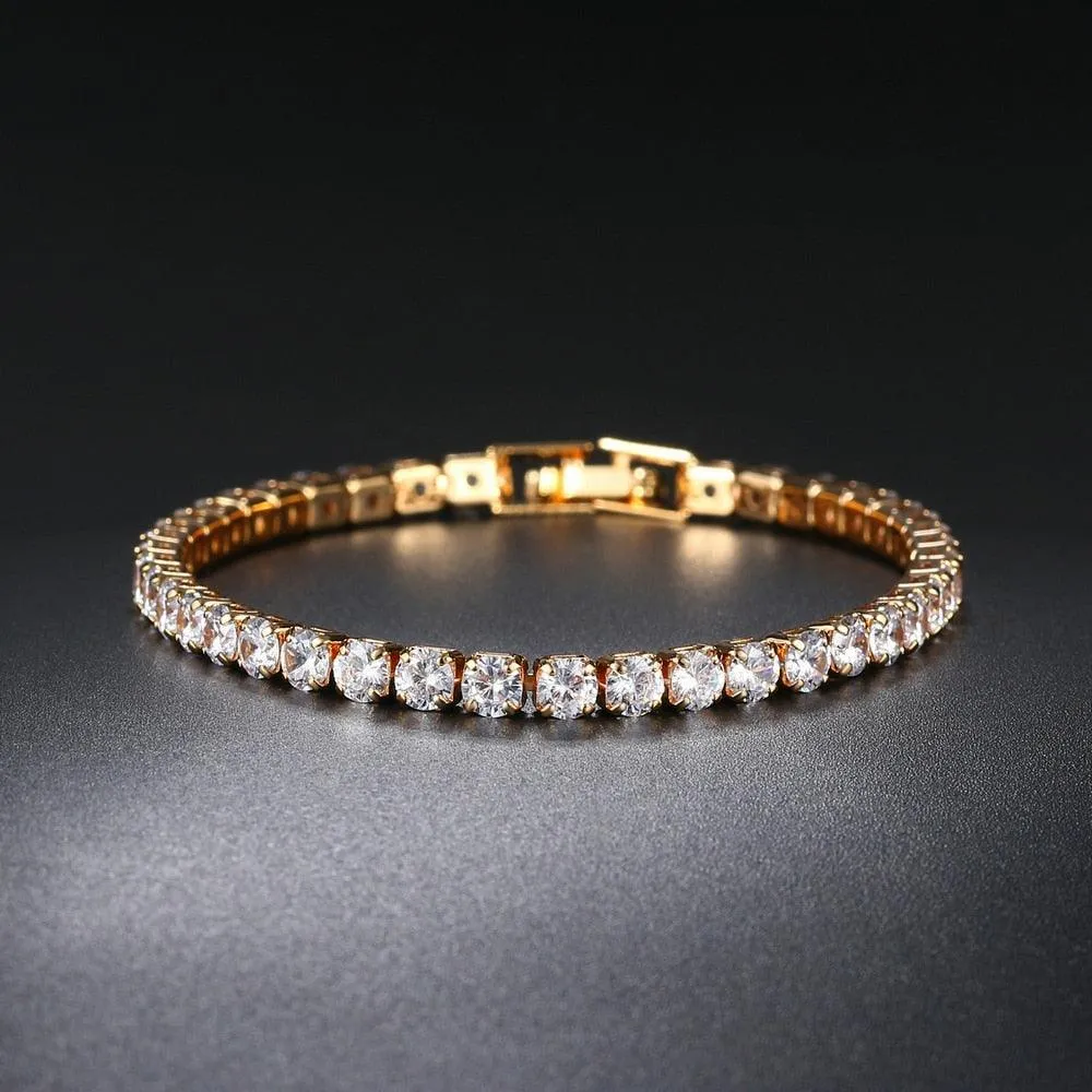 POPULAR -  Trendy AAA  Cubic Zirconia Silver Color Women's Tennis Bracelet - Hand Made jewellery