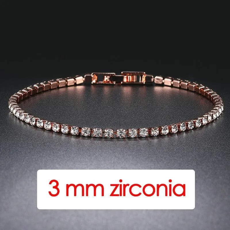 POPULAR -  Trendy AAA  Cubic Zirconia Silver Color Women's Tennis Bracelet - Hand Made jewellery