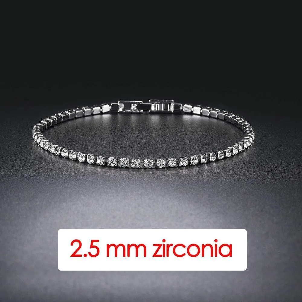 POPULAR -  Trendy AAA  Cubic Zirconia Silver Color Women's Tennis Bracelet - Hand Made jewellery