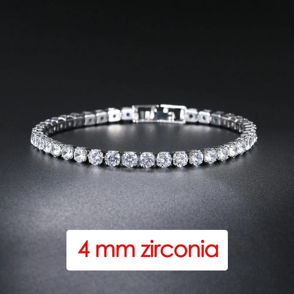 POPULAR -  Trendy AAA  Cubic Zirconia Silver Color Women's Tennis Bracelet - Hand Made jewellery