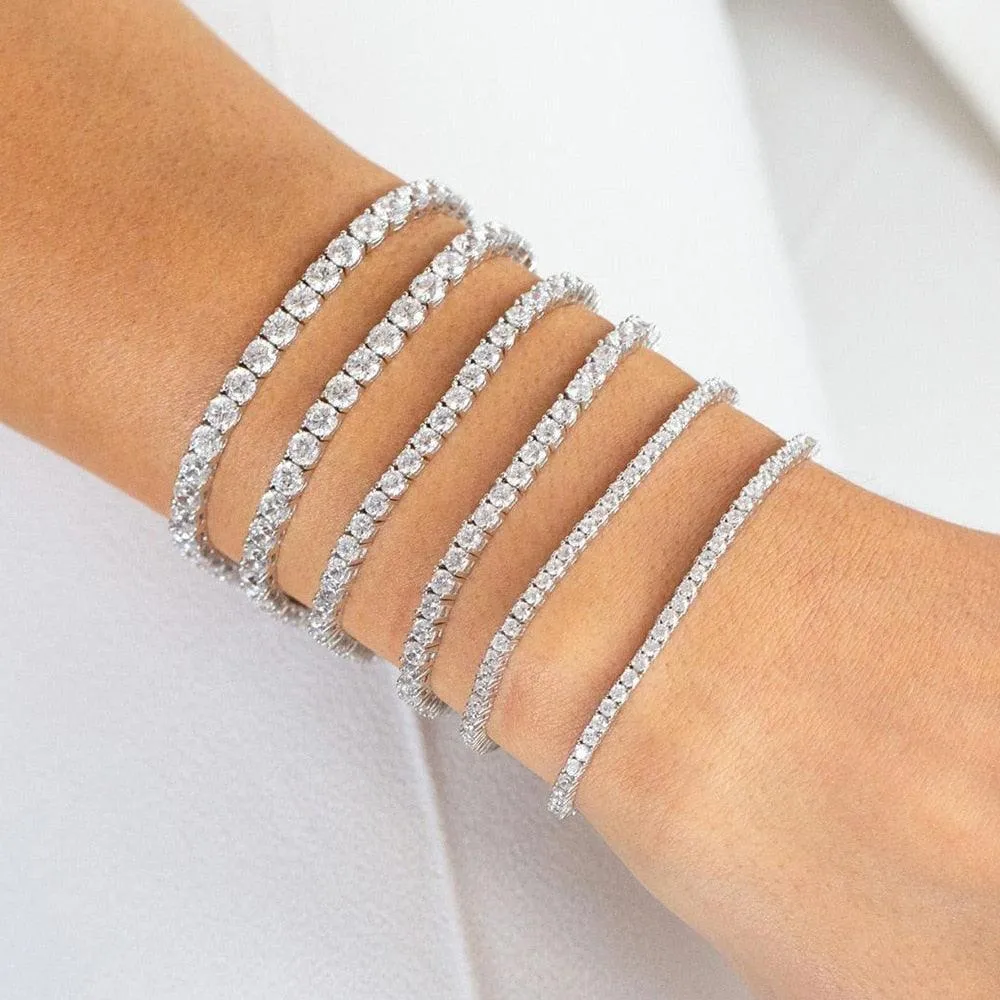 POPULAR -  Trendy AAA  Cubic Zirconia Silver Color Women's Tennis Bracelet - Hand Made jewellery