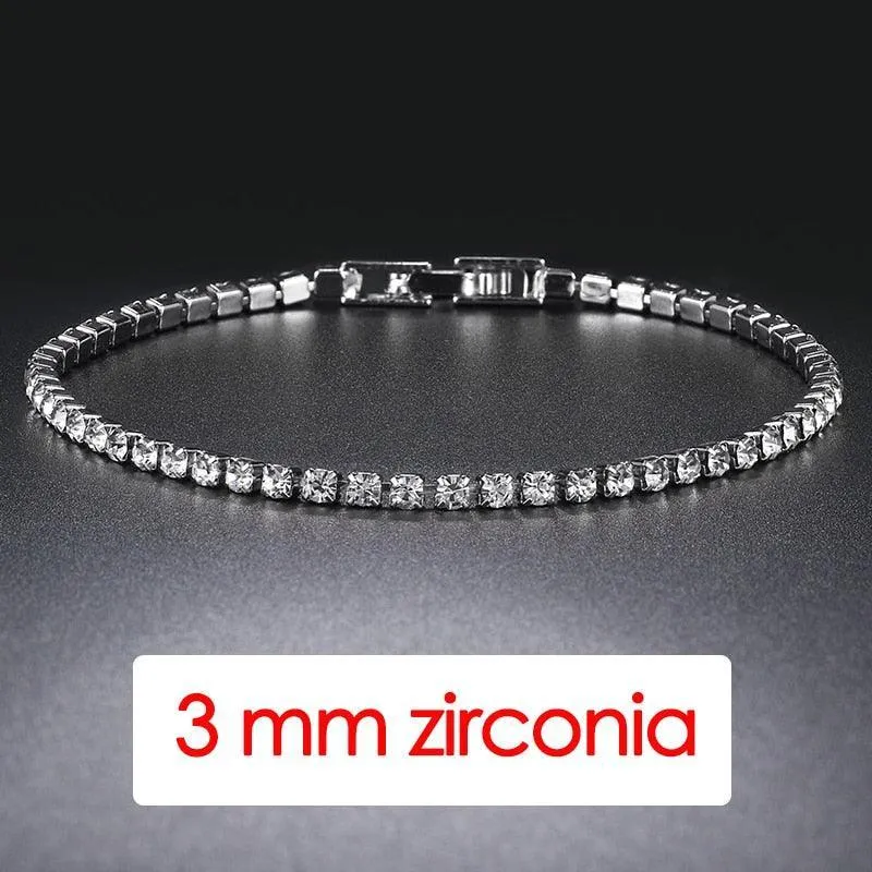 POPULAR -  Trendy AAA  Cubic Zirconia Silver Color Women's Tennis Bracelet - Hand Made jewellery