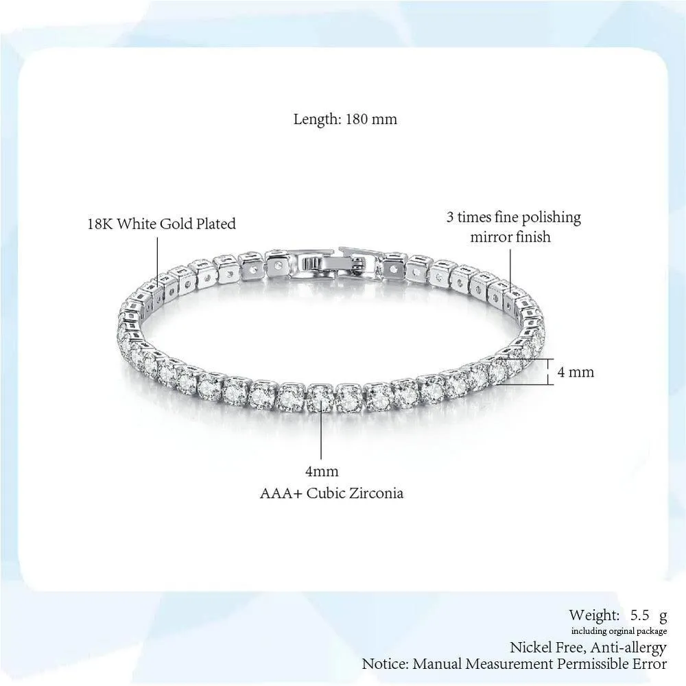 POPULAR -  Trendy AAA  Cubic Zirconia Silver Color Women's Tennis Bracelet - Hand Made jewellery