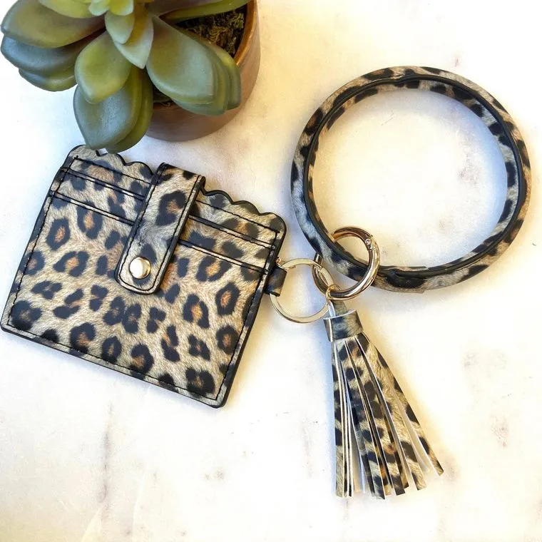 Pretty Simple - CARDHOLDER WITH KEYRING BANGLE AND TASSEL - Leopard
