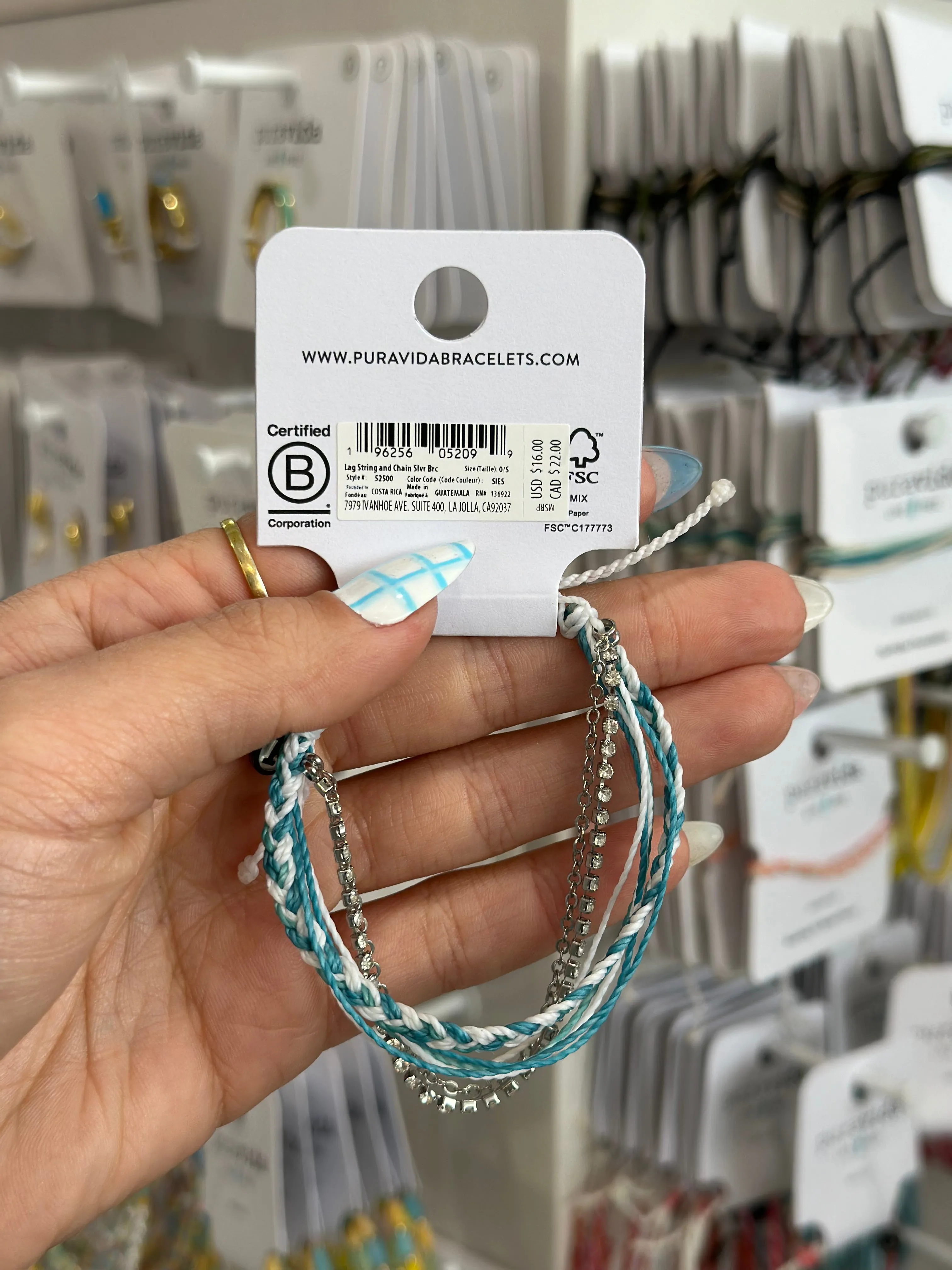 Pura Vida Siesta String and Chain Bracelet