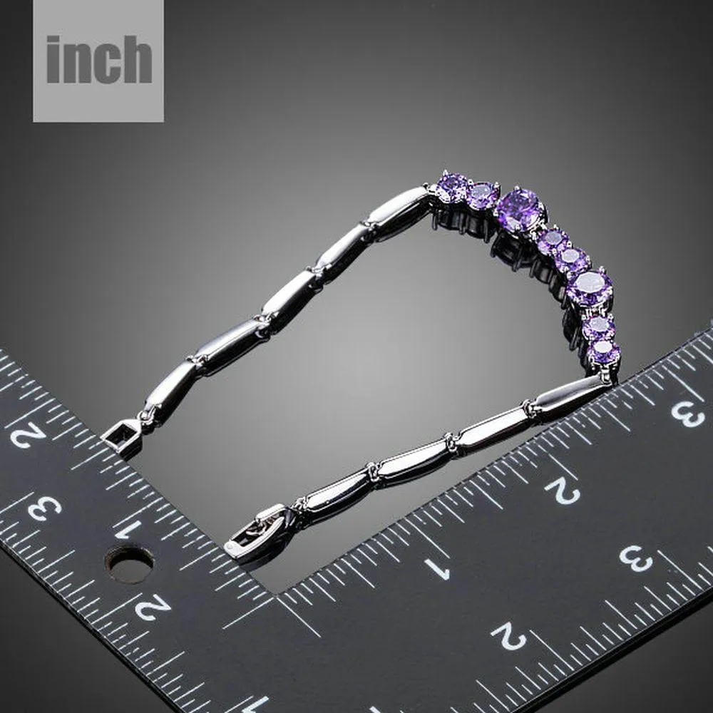 Purple Toggle Clasp Cubic Zirconia Bracelet -MBR0089