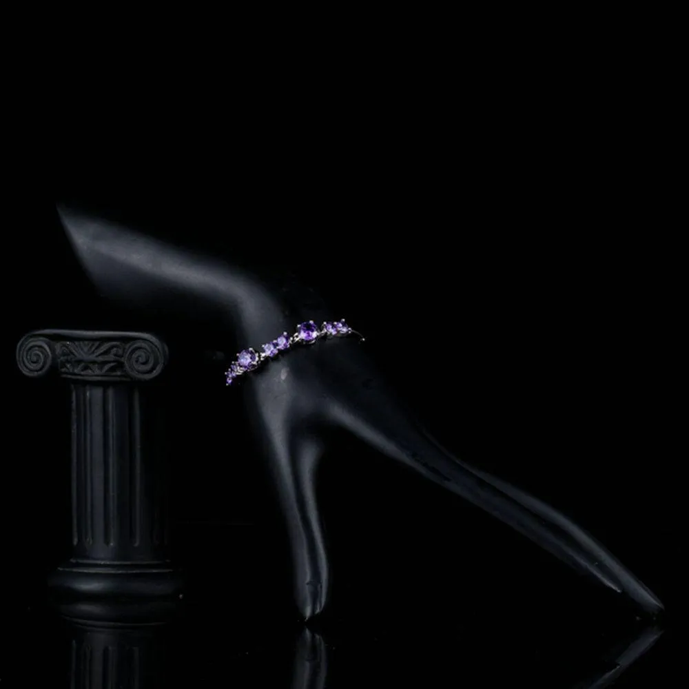Purple Toggle Clasp Cubic Zirconia Bracelet -MBR0089