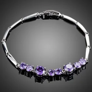 Purple Toggle Clasp Cubic Zirconia Bracelet -MBR0089