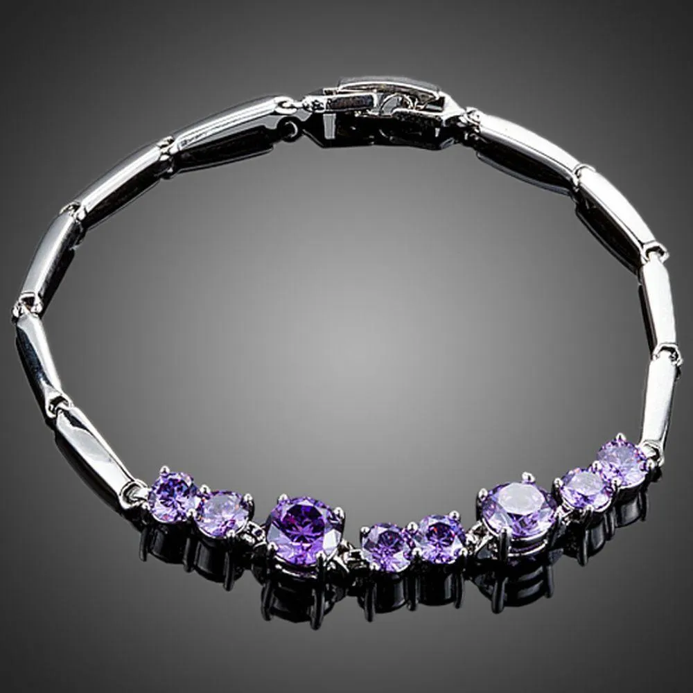 Purple Toggle Clasp Cubic Zirconia Bracelet -MBR0089