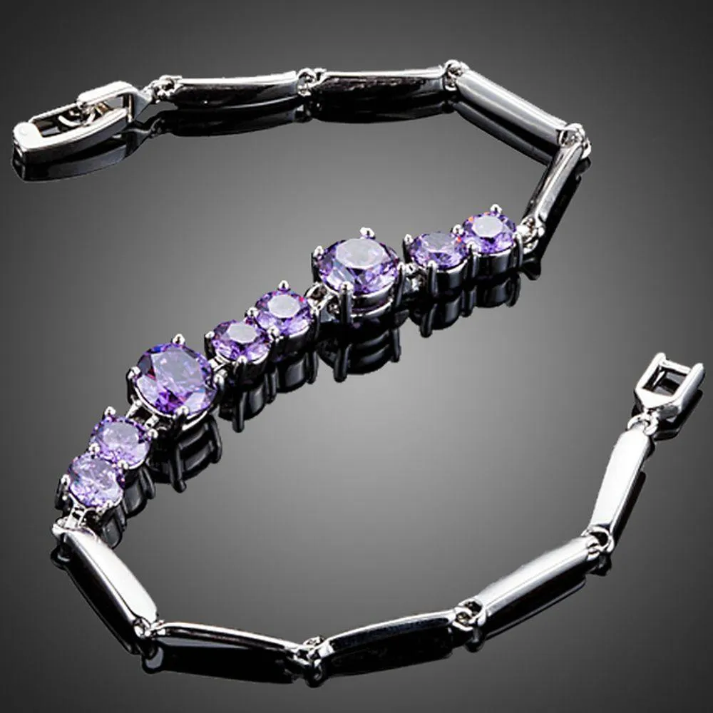 Purple Toggle Clasp Cubic Zirconia Bracelet -MBR0089