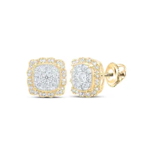 Radiant Glow: 10kt Yellow Gold Womens Diamond Square Earrings