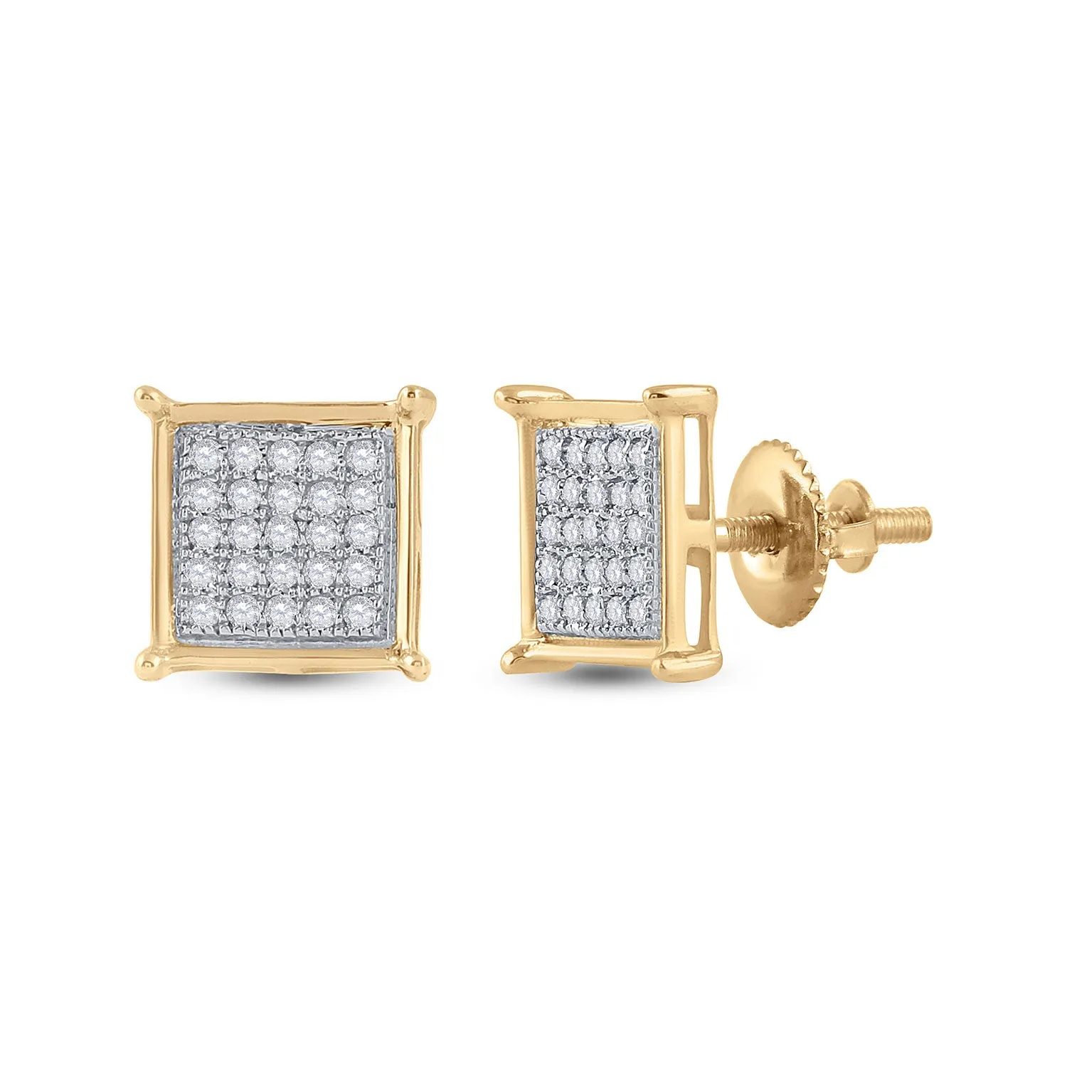 Radiant Gold Square Diamond Earrings