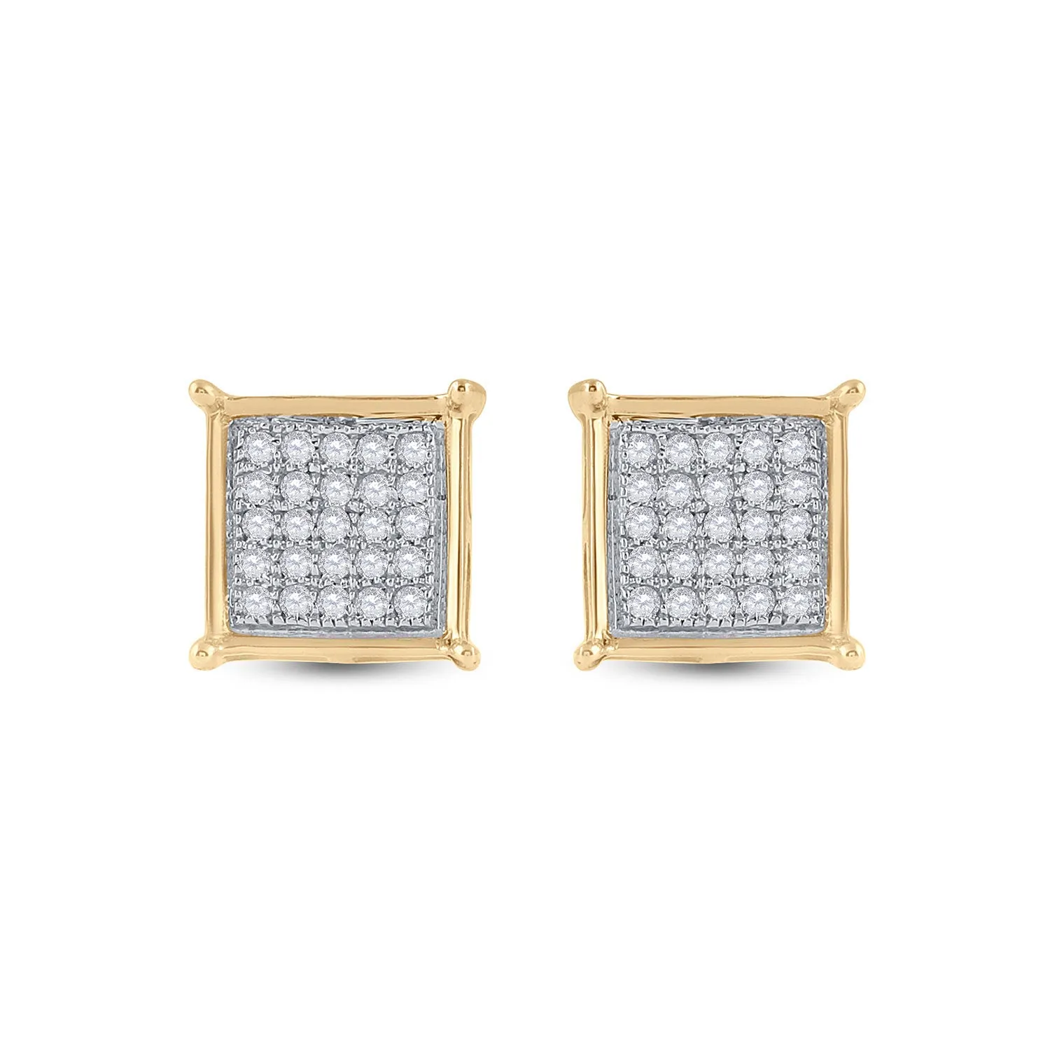 Radiant Gold Square Diamond Earrings