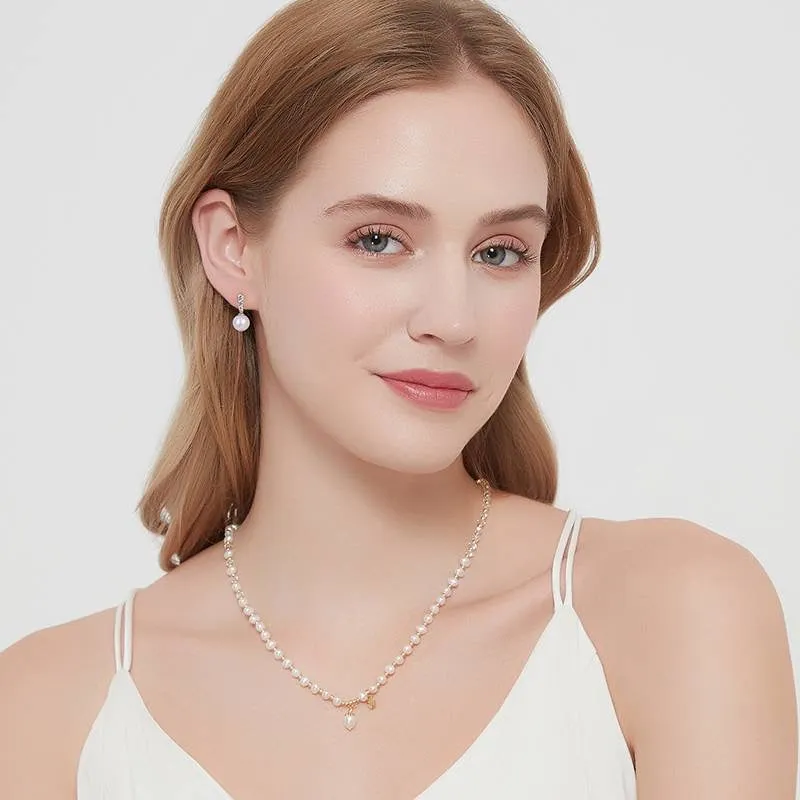 Radiant Zirconia Pearl Drop Earrings - Timeless Elegance Beauty