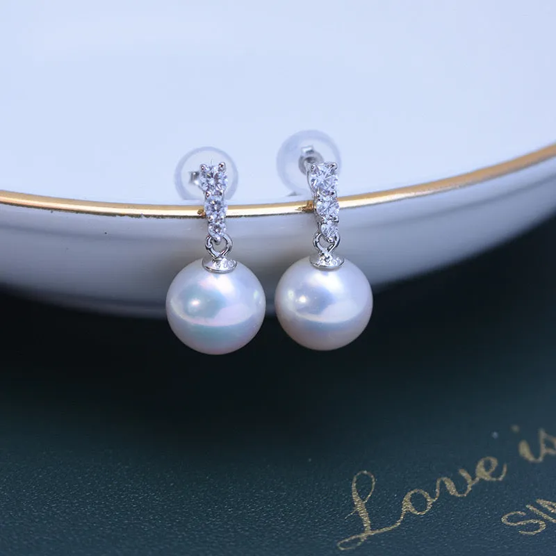 Radiant Zirconia Pearl Drop Earrings - Timeless Elegance Beauty