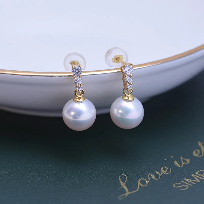 Radiant Zirconia Pearl Drop Earrings - Timeless Elegance Beauty