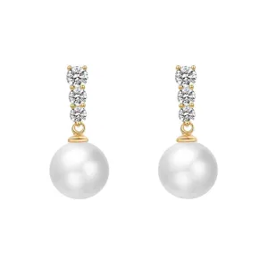 Radiant Zirconia Pearl Drop Earrings - Timeless Elegance Beauty