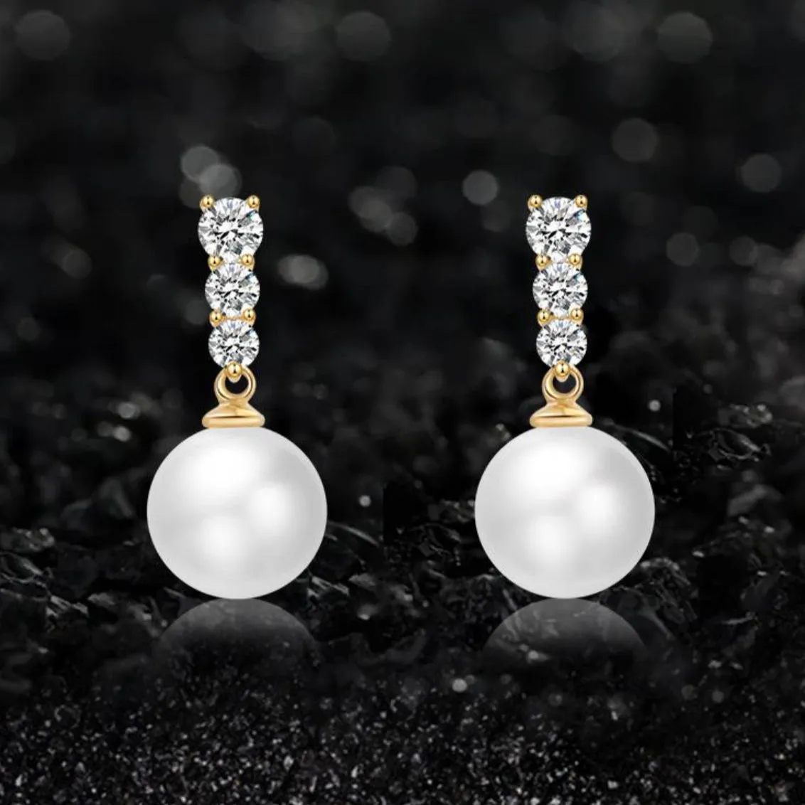 Radiant Zirconia Pearl Drop Earrings - Timeless Elegance Beauty